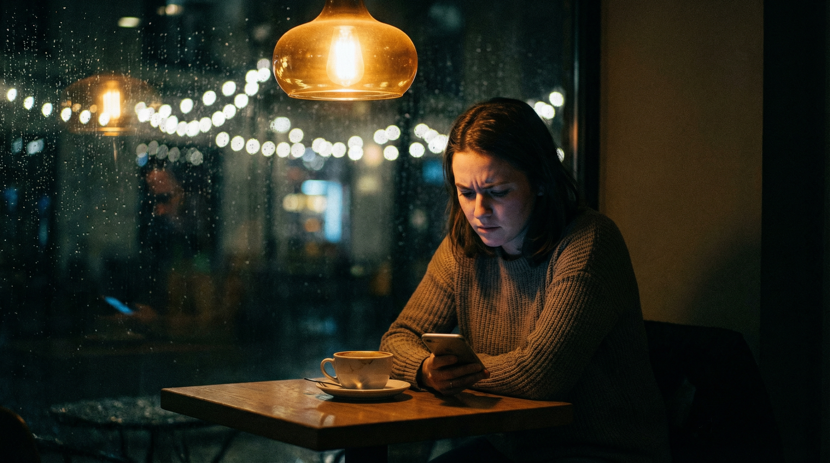 Person checking phone at night